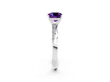 White gold Cushion Cut Amethyst Engagement Ring with Side Stone Accents and Four-Prong Setting_26