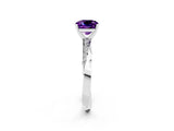 White gold Cushion Cut Amethyst Engagement Ring with Side Stone Accents and Four-Prong Setting_41