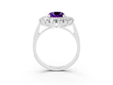 White gold Cushion Cut Amethyst Floral Double Halo Engagement Ring with Prong Setting_27