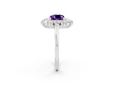 White gold Cushion Cut Amethyst Floral Double Halo Engagement Ring with Prong Setting_28