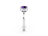 White gold Cushion Cut Amethyst Halo Ring with Tapered Band and Four-Prong Setting_2