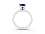 White gold Cushion Cut Amethyst Milgrain Pavé Engagement Ring with Four-Prong Setting_15