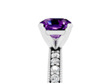 White gold Cushion Cut Amethyst Milgrain Pavé Engagement Ring with Four-Prong Setting_17