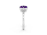 White gold Cushion Cut Amethyst Ring with Side Stones and Four-Prong Setting_38