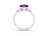 White gold Cushion Cut Amethyst Ring with Side Stones and Four-Prong Setting_39