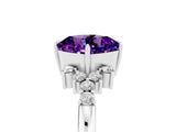 White gold Cushion Cut Amethyst Ring with Side Stones and Four-Prong Setting_41