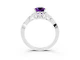 White gold Cushion Cut Amethyst Solitaire Celtic Knot Ring with Four-Prong Setting_15