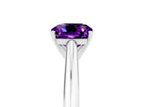 White gold Cushion Cut Amethyst Solitaire Engagement Ring with Cathedral Setting and Four-Prong Mount_113