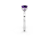White gold Cushion Cut Amethyst Solitaire Engagement Ring with Classic Band and Four-Prong Setting_26