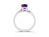 White gold Cushion Cut Amethyst Solitaire Engagement Ring with Classic Band and Four-Prong Setting_27
