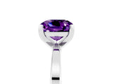 White gold Cushion Cut Amethyst Solitaire Engagement Ring with Classic Band and Four-Prong Setting_29