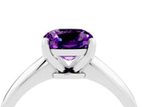 White gold Cushion Cut Amethyst Solitaire Engagement Ring with Classic Band and Four-Prong Setting_40