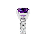 White gold Cushion Cut Amethyst Solitaire Pavé Engagement Ring with Round Band and Prong Setting_103