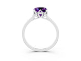 White gold Cushion Cut Amethyst Solitaire Ring with Flower Prong Setting and Classic Band_39