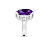 White gold Cushion Cut Amethyst Solitaire Ring with Flower Prong Setting and Classic Band_41