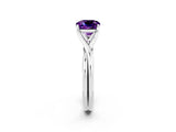 White gold Cushion Cut Amethyst Solitaire Twist Band Prong Setting Ring_86