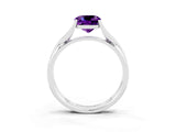 White gold Cushion Cut Amethyst Solitaire Twist Band Prong Setting Ring_87