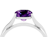 White gold Cushion Cut Amethyst Solitaire Twist Band Prong Setting Ring_88