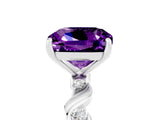 White gold Cushion Cut Amethyst Solitaire Twisted Band with Round  Accents and Prong Setting_17