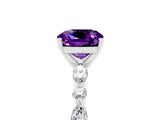 White gold Cushion Cut Amethyst Solitaire with Side Stones on a Pavé Band and Four-Prong Setting_5