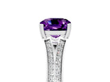 White gold Cushion Cut Amethyst Split Shank Engagement Ring with Pavé Band_5