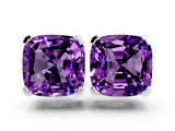 White gold Cushion Cut Amethyst Stud Earrings_18