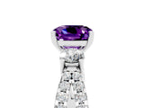 White gold Cushion Cut Amethyst Three-Stone Ring with Pavé Split Shank and Four-Prong Setting_17