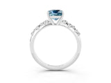 White gold Cushion Cut Aquamarine Cluster Side Stone Solitaire Ring with Prong Setting_27