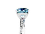 White gold Cushion Cut Aquamarine Engagement Ring with Side Stone Accents and Four-Prong Setting_101