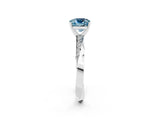 White gold Cushion Cut Aquamarine Engagement Ring with Side Stone Accents and Four-Prong Setting_26