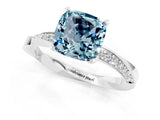 White gold Cushion Cut Aquamarine Engagement Ring with Side Stone Accents and Four-Prong Setting_28