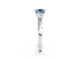 White gold Cushion Cut Aquamarine Engagement Ring with Side Stone Accents and Four-Prong Setting_29