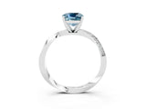 White gold Cushion Cut Aquamarine Engagement Ring with Side Stone Accents and Four-Prong Setting_30