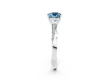 White gold Cushion Cut Aquamarine Engagement Ring with Side Stone Accents and Four-Prong Setting_98