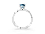 White gold Cushion Cut Aquamarine Engagement Ring with Side Stone Accents and Four-Prong Setting_99