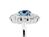 White gold Cushion Cut Aquamarine Floral Double Halo Engagement Ring with Prong Setting_41