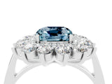 White gold Cushion Cut Aquamarine Floral Double Halo Engagement Ring with Prong Setting_52