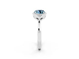 White gold Cushion Cut Aquamarine Halo Ring with Tapered Band and Four-Prong Setting_2