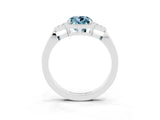 White gold Cushion Cut Aquamarine Halo Ring with Tapered Band and Four-Prong Setting_3