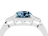 White gold Cushion Cut Aquamarine Halo Ring with Tapered Band and Four-Prong Setting_4