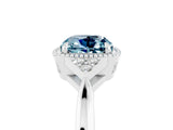 White gold Cushion Cut Aquamarine Halo Ring with Tapered Band and Four-Prong Setting_5