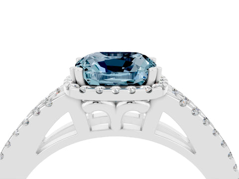 White gold Cushion Cut Aquamarine Halo Split Shank Engagement Ring_16