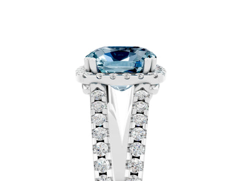 White gold Cushion Cut Aquamarine Halo Split Shank Engagement Ring_17