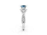 White gold Cushion Cut Aquamarine  Halo Twist Band Solitaire Prong Setting Ring_50