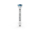 White gold Cushion Cut Aquamarine Milgrain Pavé Engagement Ring with Four-Prong Setting_14