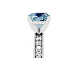 White gold Cushion Cut Aquamarine Milgrain Pavé Engagement Ring with Four-Prong Setting_17