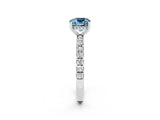 White gold Cushion Cut Aquamarine Pave Band Solitaire Ring with Four-Prong Setting_26