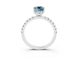 White gold Cushion Cut Aquamarine Pave Band Solitaire Ring with Four-Prong Setting_27