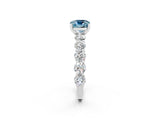 White gold Cushion Cut Aquamarine Prong Setting with Side Stones on a Pave Band_2