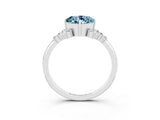White gold Cushion Cut Aquamarine Ring with Side Stones and Four-Prong Setting_39
